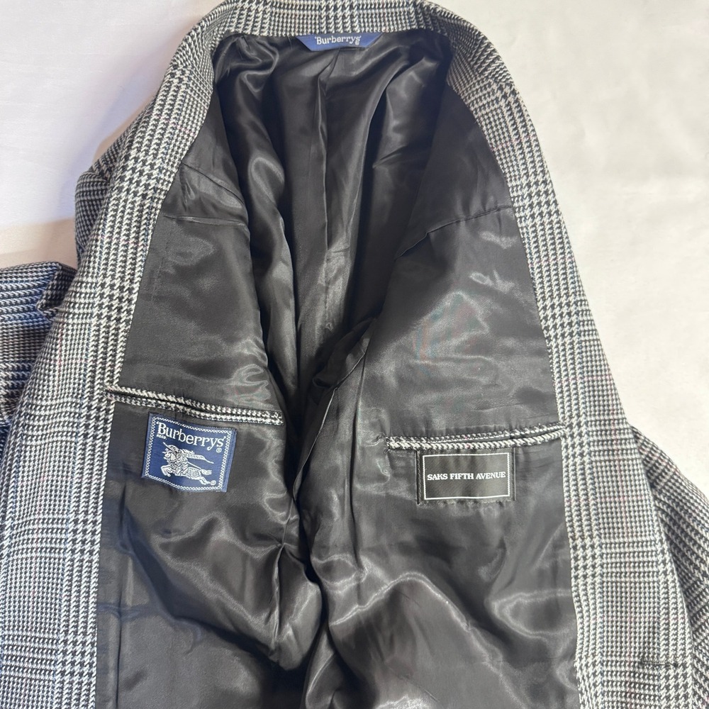 Burberrys Blazer Men 44L Grey Glen Plaid Sport Coat Vintage Dark Academia Luxury - Picture 16 of 16